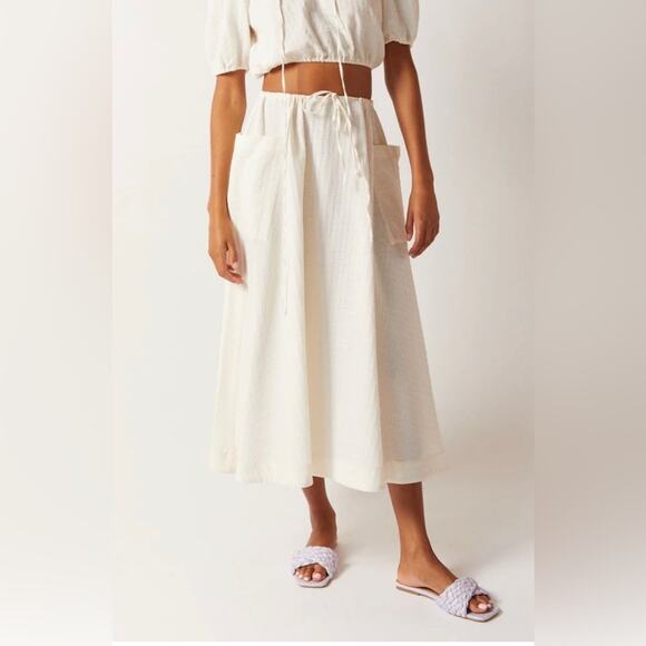 NWT Casa Raki sol textured white midi skirt medium - Picture 3 of 8